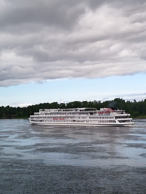 River traffic and port operations observed in Rybinsk