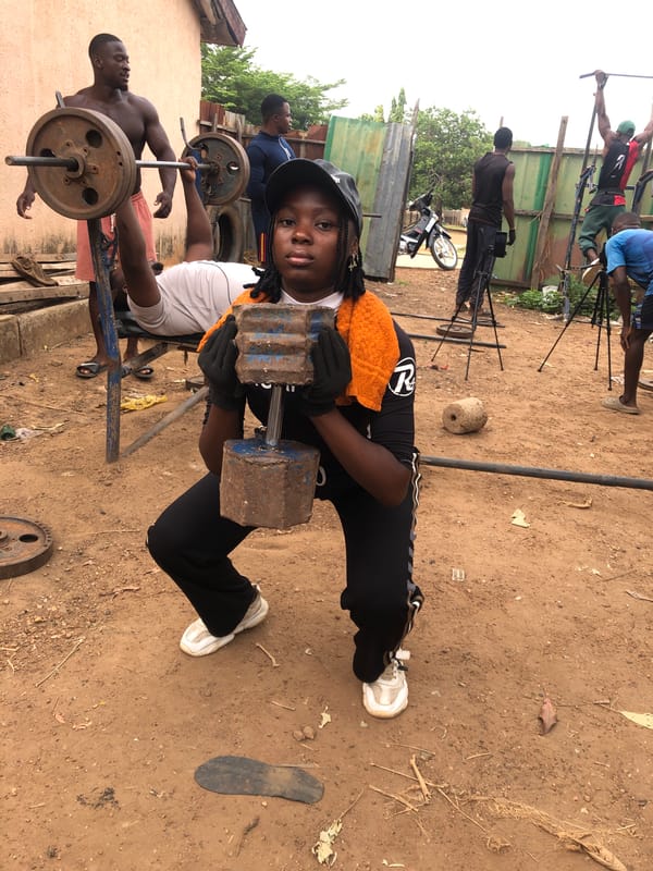 Film crew sets up outdoor gym scene in Akwanga