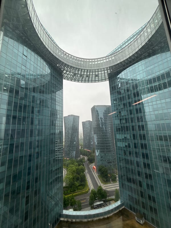 Morning documentation of Liangjiang New Area's modern architecture complex