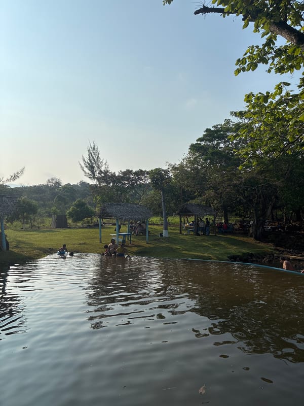 Evening lakeside recreation observed in Pajapan, Mexico