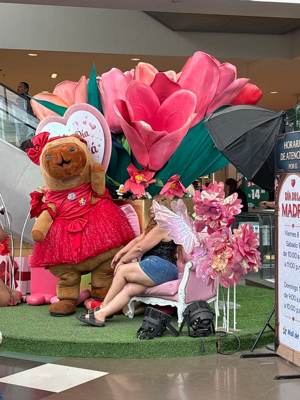 Mother's Day display spotted at Peru mall features flowers, teddy bear
