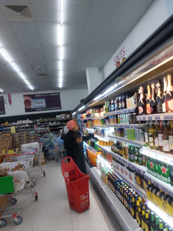 Supermarket interior documented during Eid promotional period in Dar es-Salaam