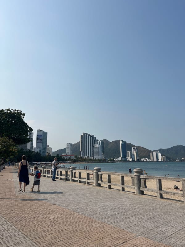 Clear morning scene captured at urban coastal promenade
