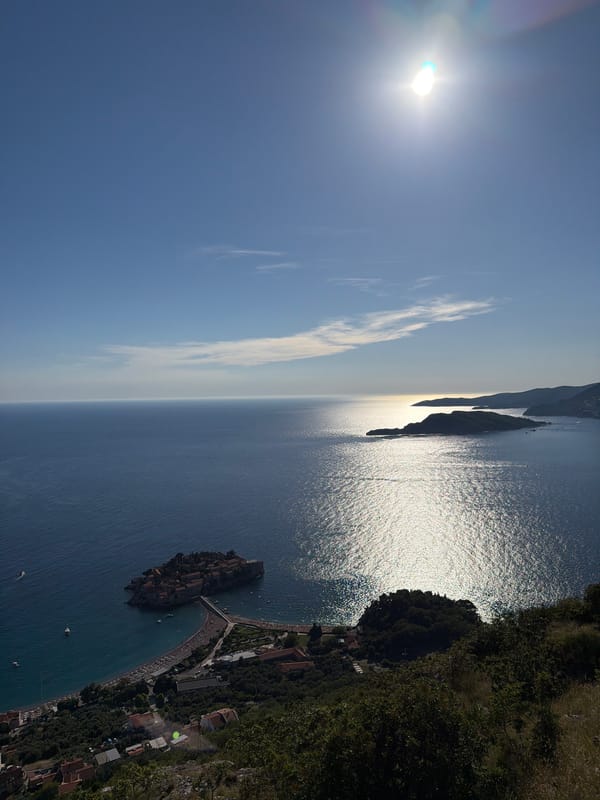 Sunny afternoon at the Sveti Stefan overlook, Adriatic coast