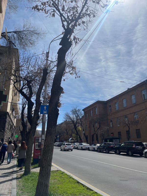 Morning street scene captured in Yerevan, Armenia