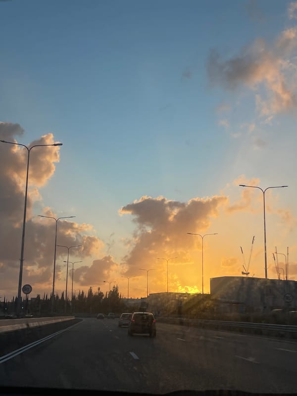 Sunset road scene captured in Hod HaSharon, Israel