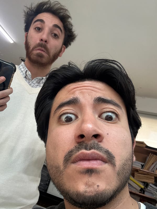 Two men take selfie in Puebla, Mexico