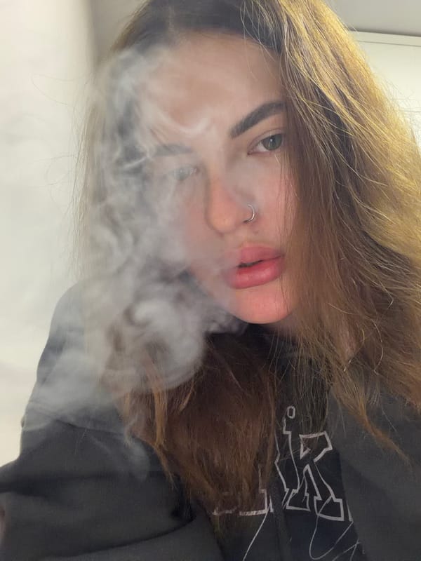 Vapor exhale and vase photographed in Krasnodar apartment
