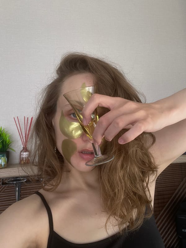 Woman photographed in multiple portraits in Podshivalovo, Russia