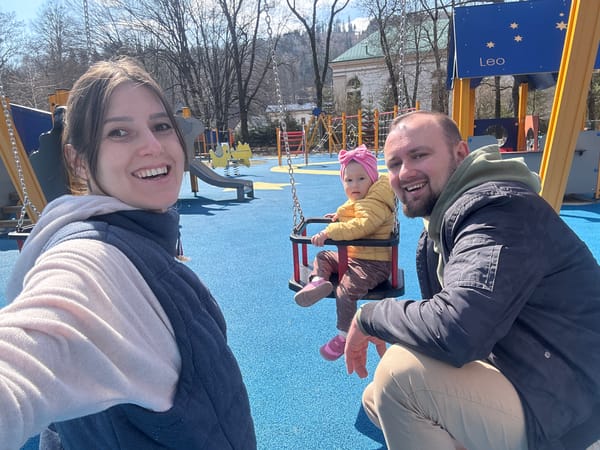 Family playground visit documented in Wisła, Poland