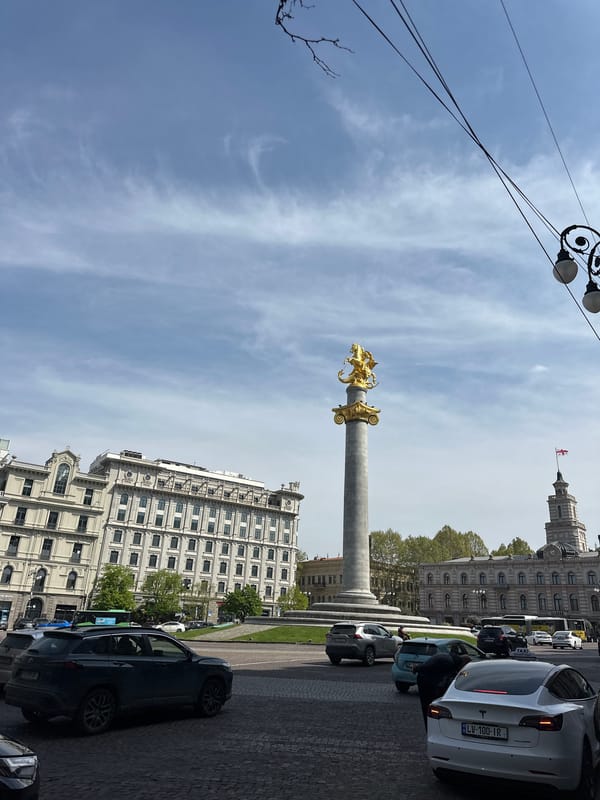 Tourist documents 12-minute walking tour through central Tbilisi landmarks