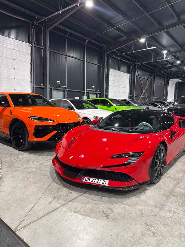 Luxury sports cars displayed in industrial building in Plovdiv