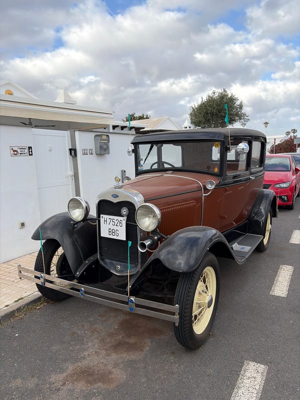 Vintage Ford Model A spotted on street in Tías, Spain