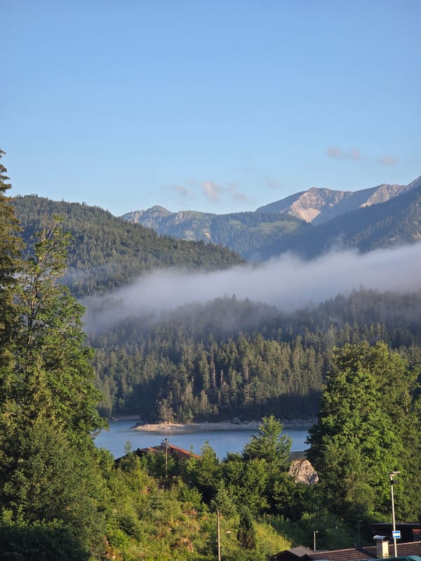 Early morning views across Grainau's alpine forests and peaks