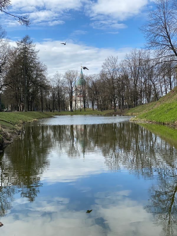 Morning tranquility captured along Kingisepp riverway and bridge