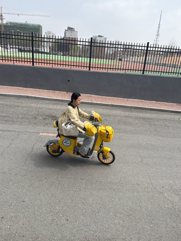 Young women pose with electric scooters in Zhongtun, China