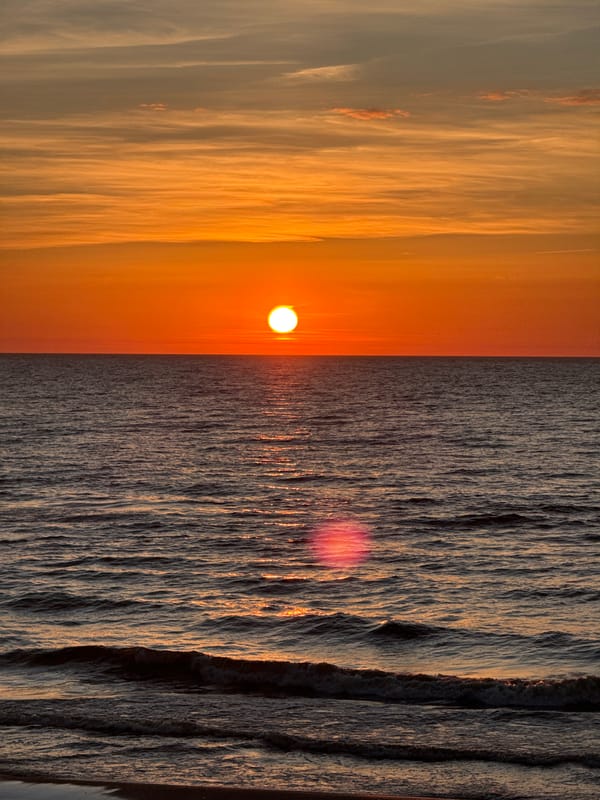 Baltic Sea sunset observed near Garupe, Latvia Friday evening
