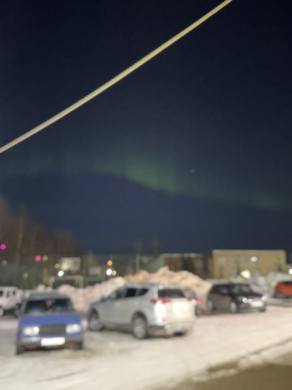 Aurora borealis lights up night sky over Vuktyl, Russia