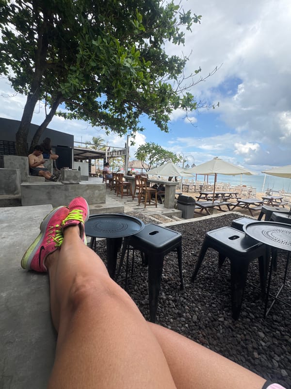 Coffee break at outdoor café in Kuta, Indonesia