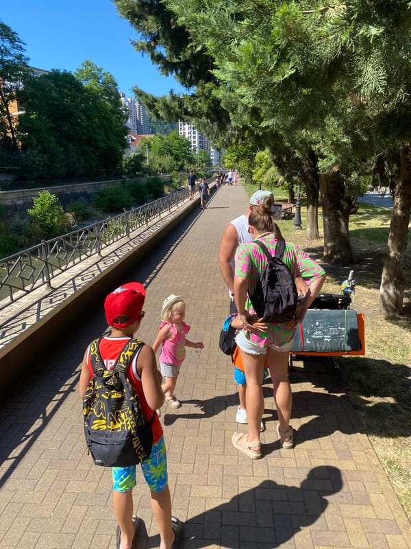 Afternoon stroll along Sochi's canal promenade