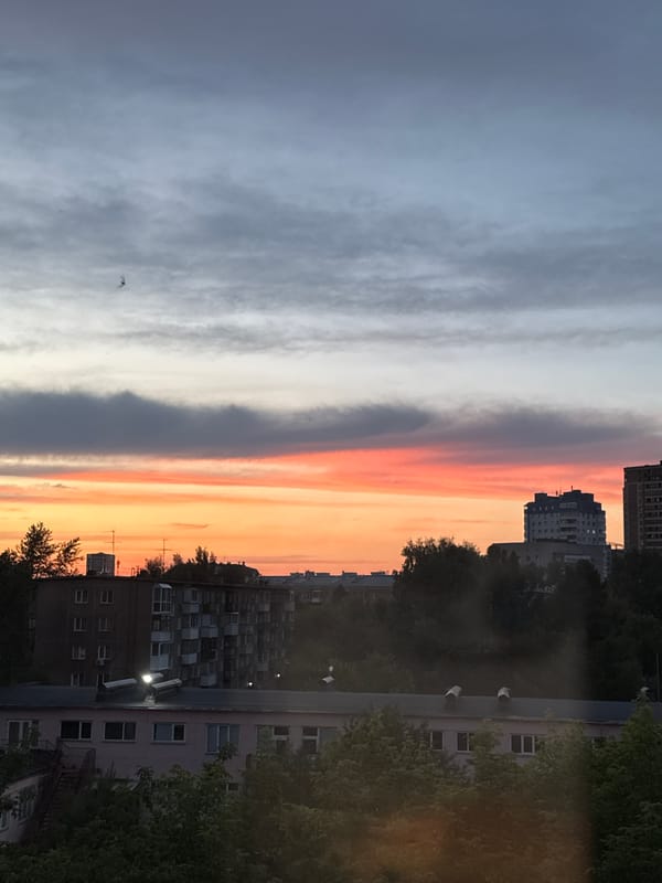 City skyline at golden hour, nine angles, one sunset