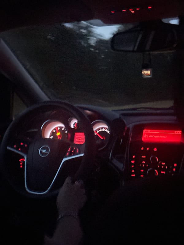 Evening drive captured from inside Opel vehicle in Lovech