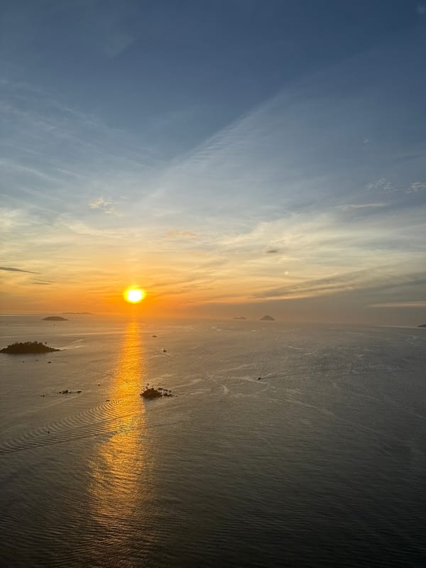 Golden sunset over the ocean, Nha Trang coastline