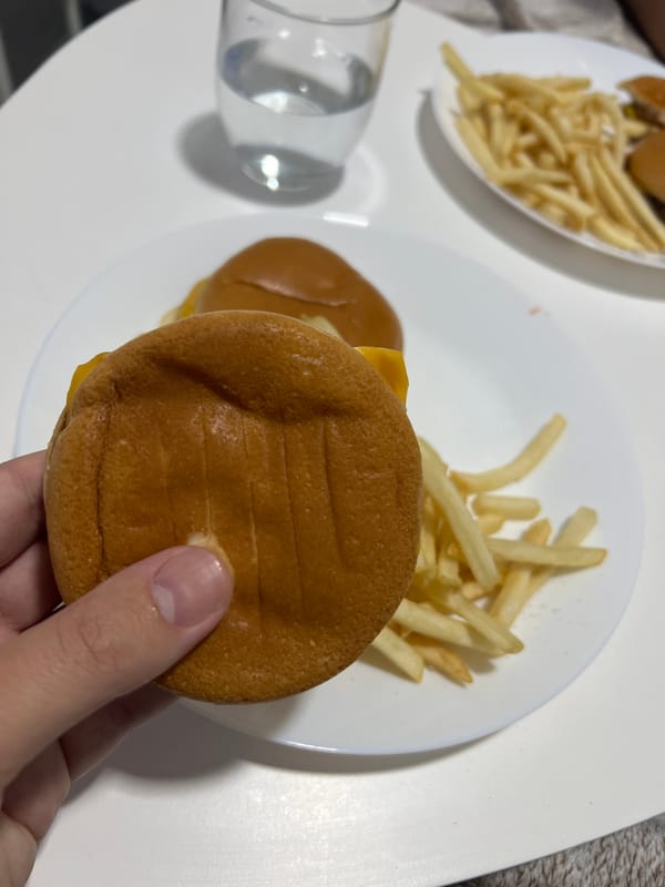 Burger meal documented at Mogán restaurant