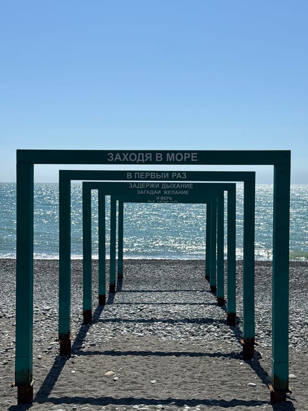 Sochi beachfront scenes captured during sunny spring morning