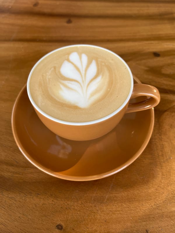 Latte art close-up from a café in Kemloko, Indonesia