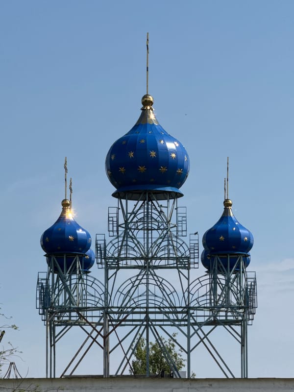 Everyday moments captured around Orthodox church in Tosno, Russia
