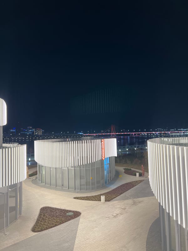 Nighttime aerial view captured of Kazanka River embankment in Kazan