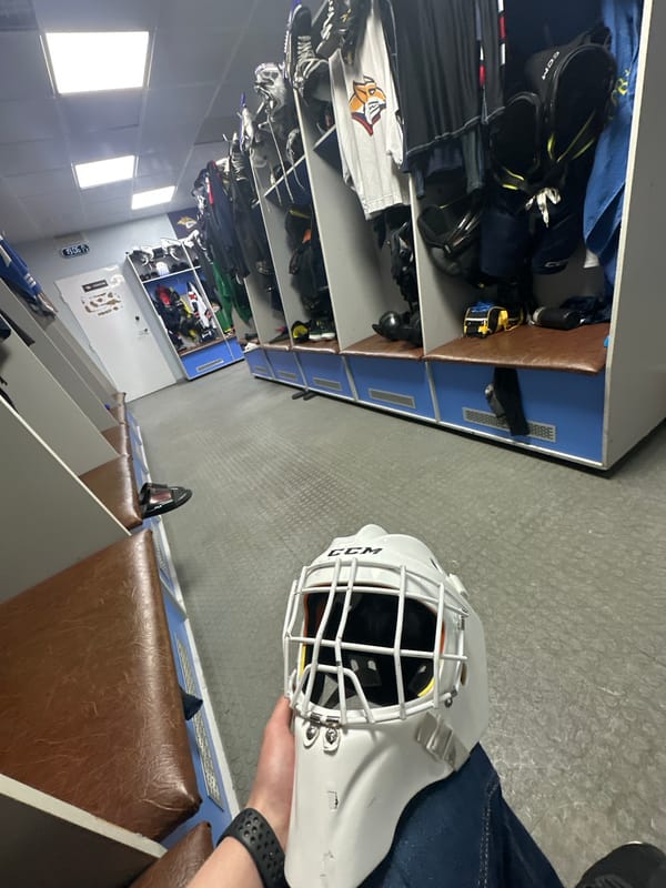 Hockey locker room documented in early morning session
