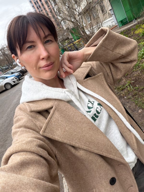 Woman takes morning selfies in Perm, Russia