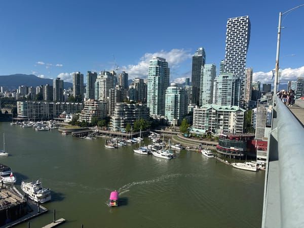 Vancouver waterfront and marina on a sunny summer day