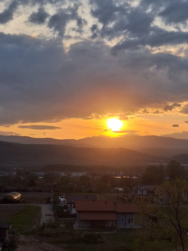Dramatic sunset captured over Blagoevgrad mountains, Bulgaria