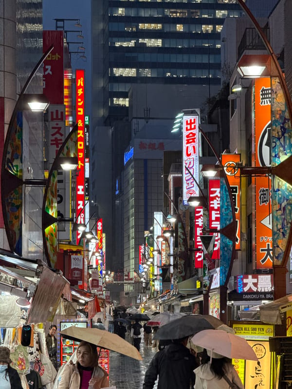Rainy evening draws crowds to Taito's Ameyoko market streets