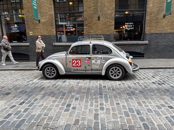 Decorated VW Beetle and luxury shopping documented in central London