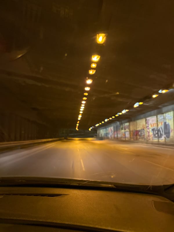 Nighttime tunnel and street scenes captured in Sofia