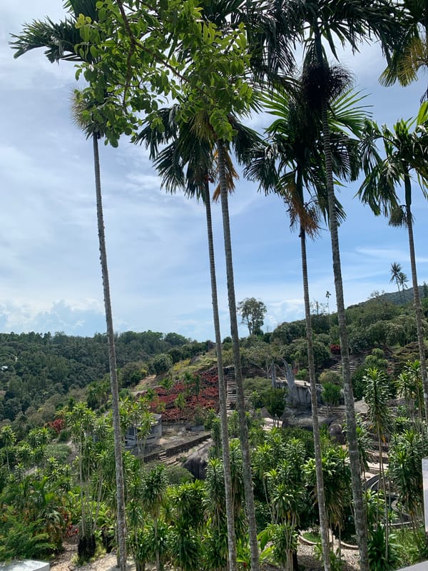 Tourist captures Ko Samui landmarks in early morning documentation