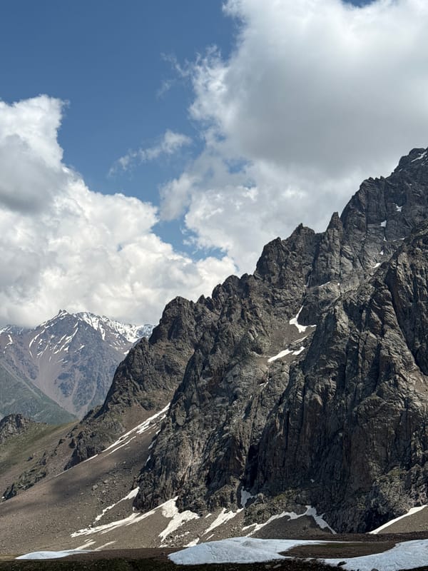 Snow peaks, wildflowers, and ski lifts above Almaty