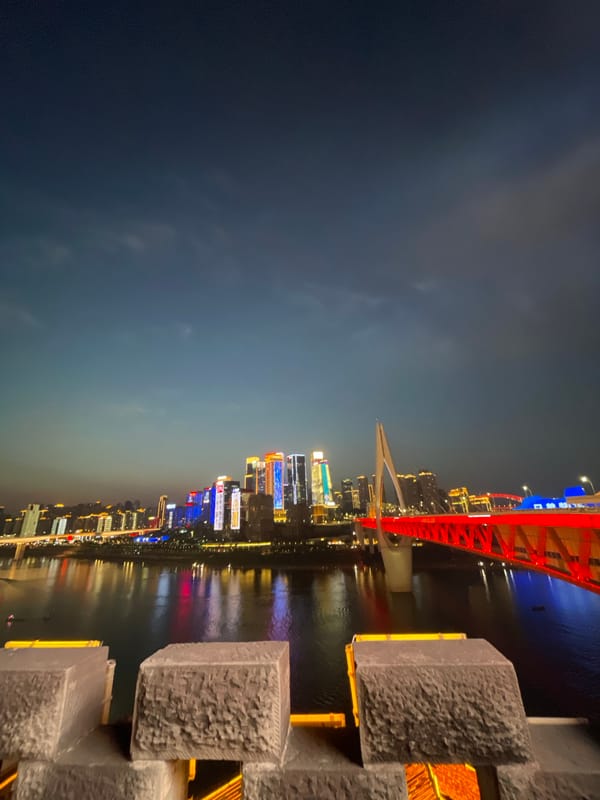 Evening cultural performances and tourism activity in Chongqing's Yuzhong District