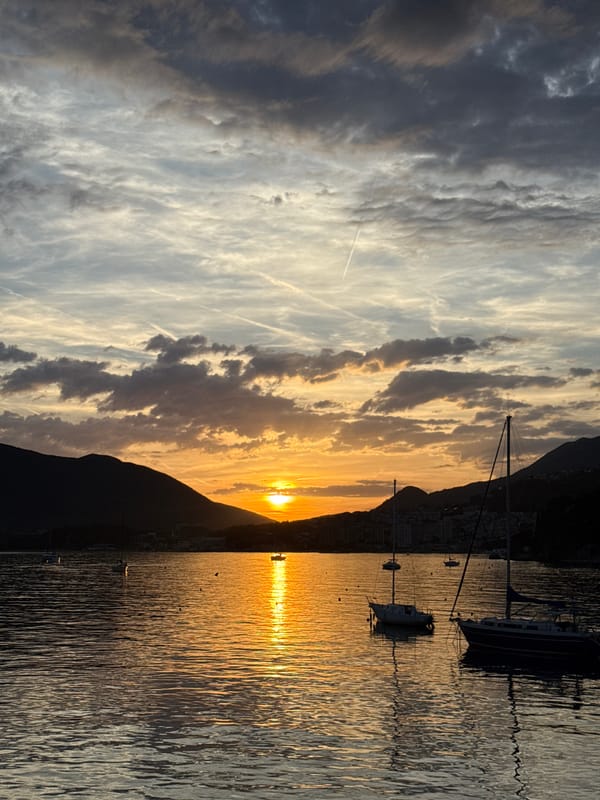 Sunset observed over Bay of Kotor in Herceg Novi