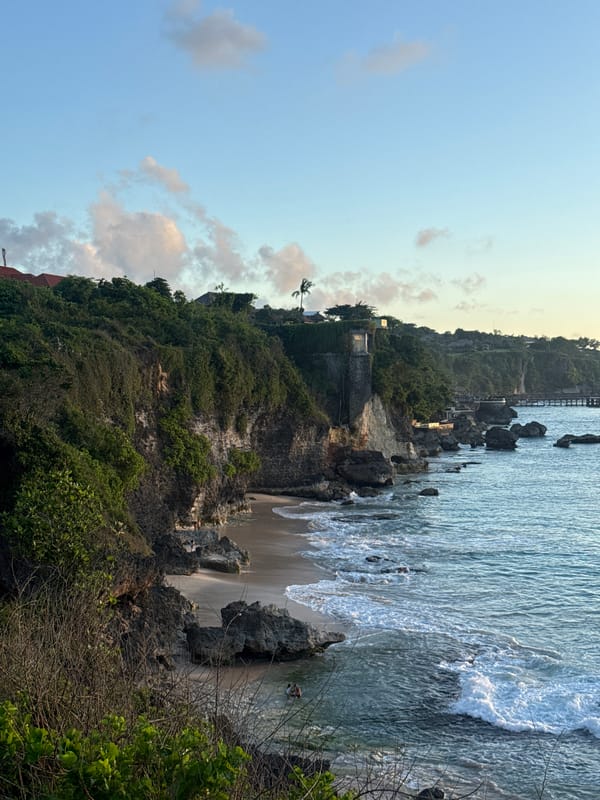 Coastal landscape with cliffs and beach documented in Indonesia