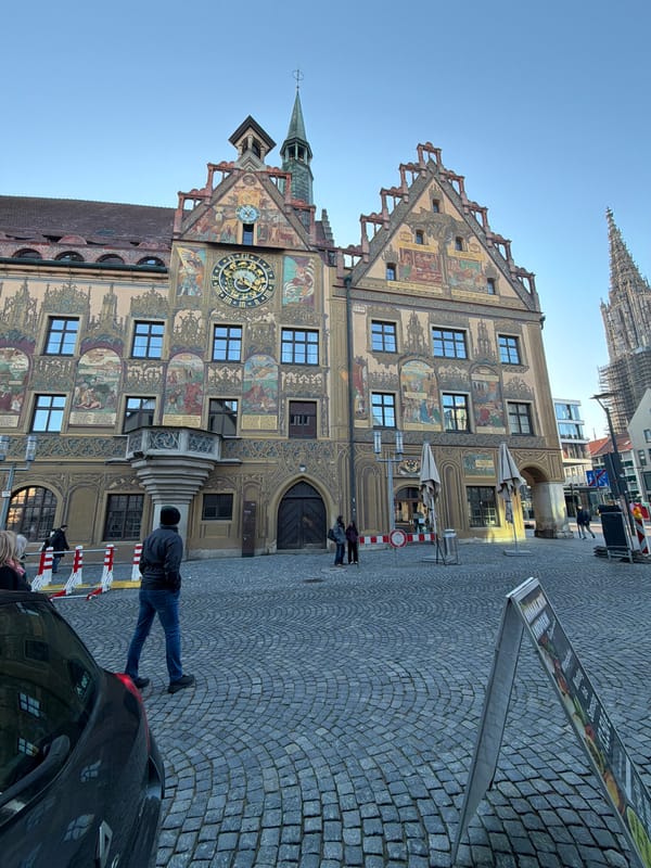 Sunny afternoon view of historic Ulm Town Hall captured