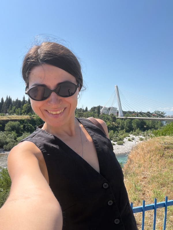 Woman explores Podgorica landmarks, shops, cafes during morning outing
