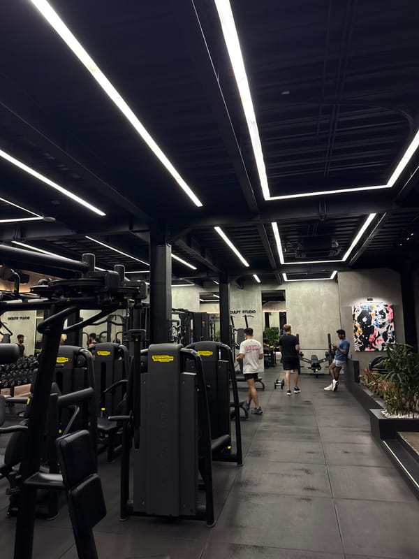 Morning gym workout session documented at modern fitness facility