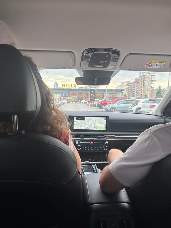 Car journey and parking lot activity captured in Sofia