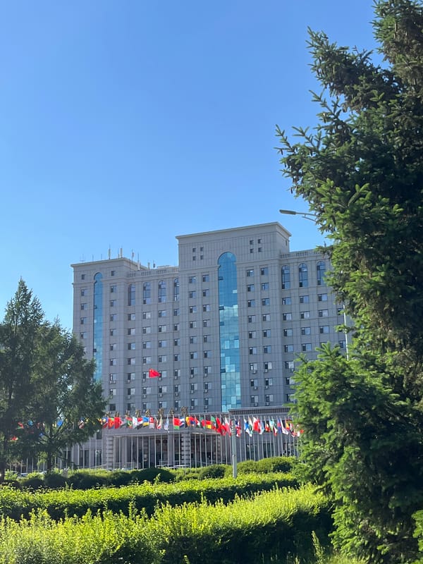 Morning walk documents flagged institutional building in Changchun
