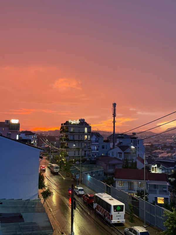 Đà Lạt at golden hour, between rain and sunset